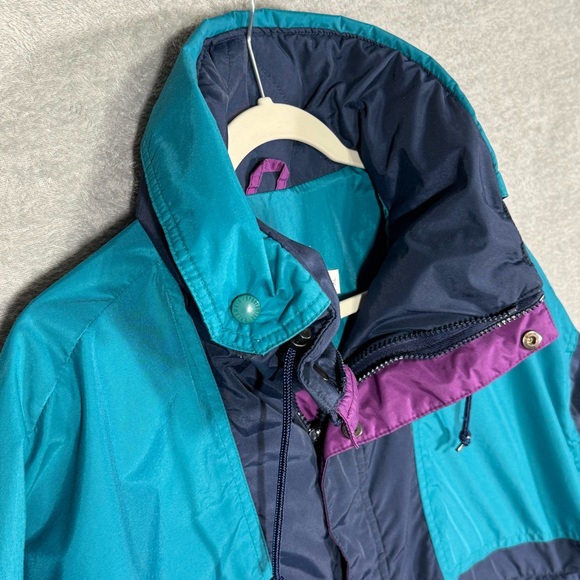 VTG Columbia Vamoose Mens XL 90s Teal Navy Purple Nylon Jacket Radial Sleeve EUC - Picture 6 of 16